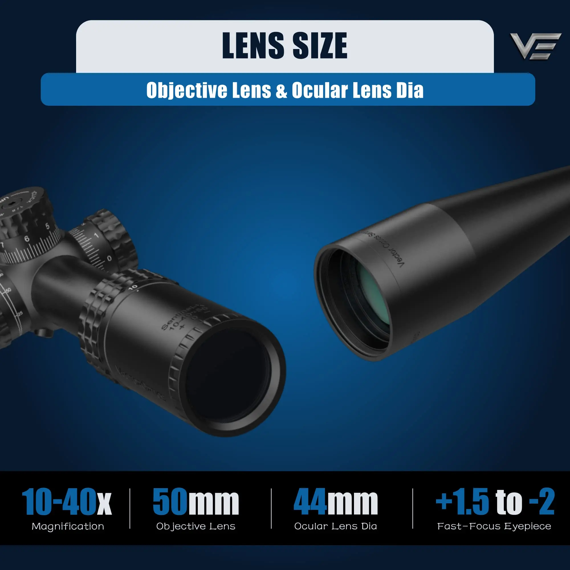 Vector Optics Sentinel-X 10-40x50 Center Dot Riflescope Exclusive