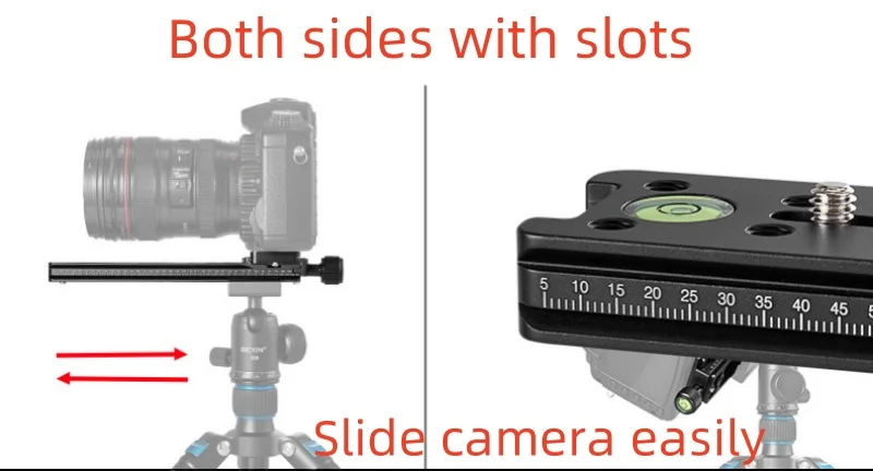 Tripod Head Camera Quick Release Plate Clamping Holder Focusing Rail Slider Bracket with 1/4 for Telephoto Lens Mounting DSLR