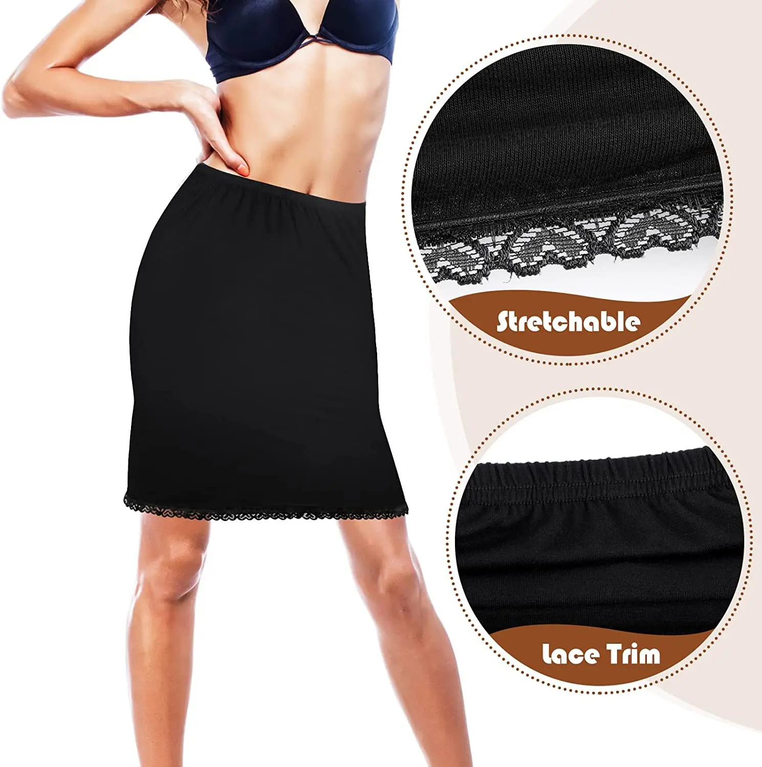 Description Picture 4 of itemNew Lace Bottoming Skirt Summer Anti-Transparent Modal Inner Skirt Anti-Light Inner Skirt Anti-Static Underskirt For Women