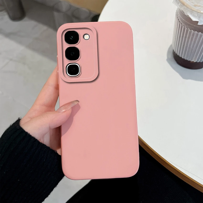 Plain Color Soft Silicone Lightweight Anti-Drop Durable Phone Case with Camera Protection