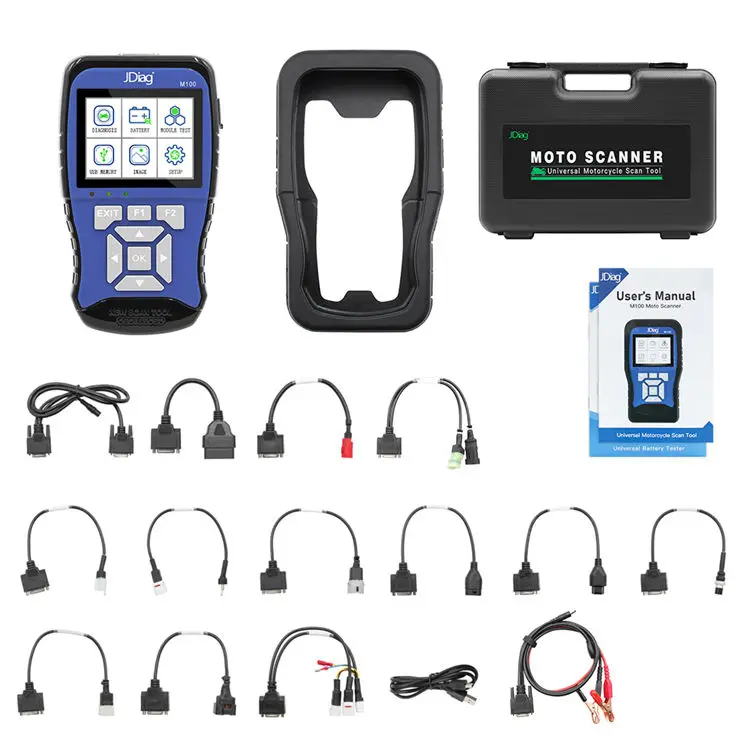 

m100 motorcycle diagnostic scan tool all cables most motorbike 2 in 1battery tester funtion Motorcycle Scanner