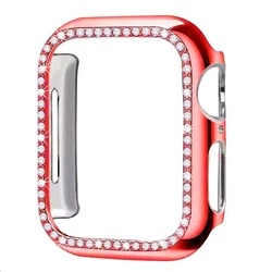 Luxury Diamond Protective Case for Apple Watch - Premium Bumper Cover with Sparkling Crystal Accents (Red)