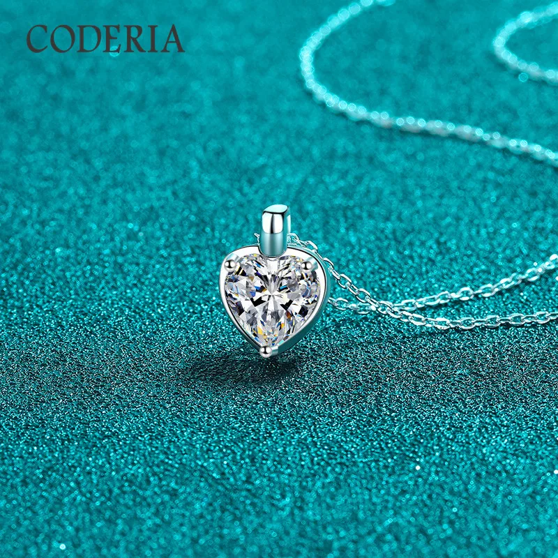 D color Moissanite 2 Carat Necklace Fashion Exquisite Women Jewelry 925 Sterling Silver Minimalist Heart Pendant Necklace 3