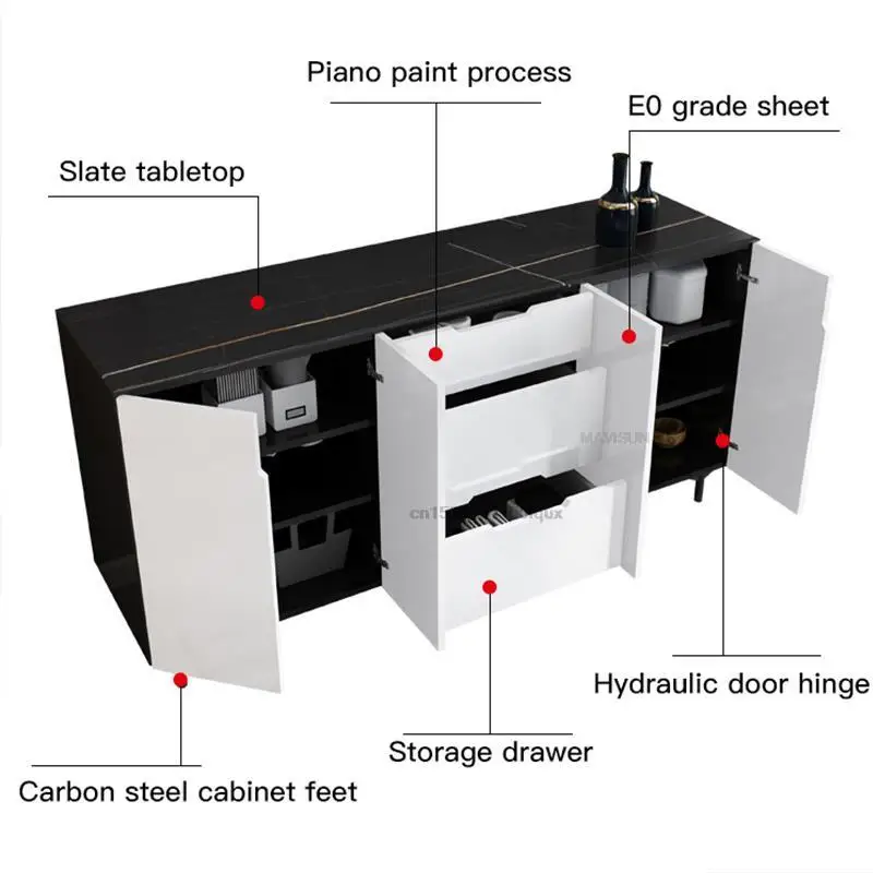 Marble Wine Cabinet Modern Minimalist Tea Cupboard Living Room Wall Cupboard High-end Household Kitchen Furniture