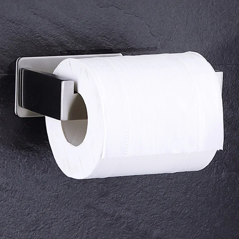 Self Adhesive Stainless Steel Toilet Paper Holder No Drill Wall Mount for Bathroom/Kitchen Space Saving Rustproof