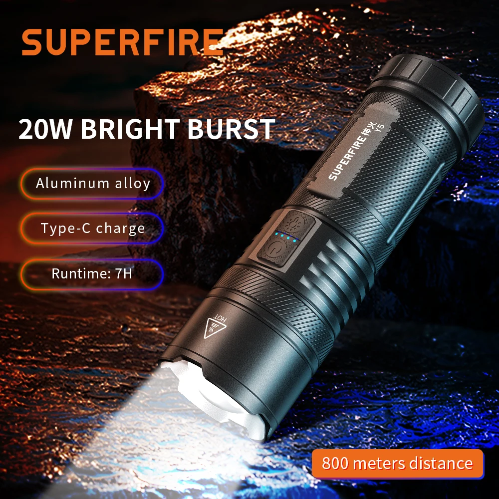 

Мощный светодиодный фонарик SUPERFIRE Y5(Y2 M19 M22), регулируемый фонарь с регулировкой яркости, для кемпинга