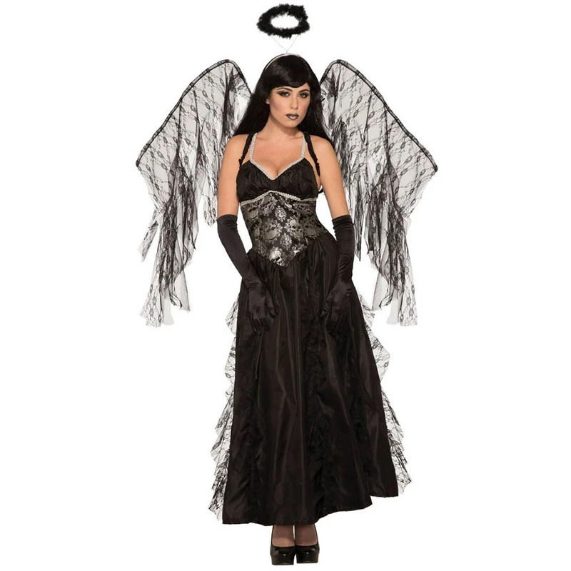 Halloween Lady Dark Fallen Kostuum Desire Demonische Halo Krip Vleugels Met Cosplay Party Dress| | - AliExpress