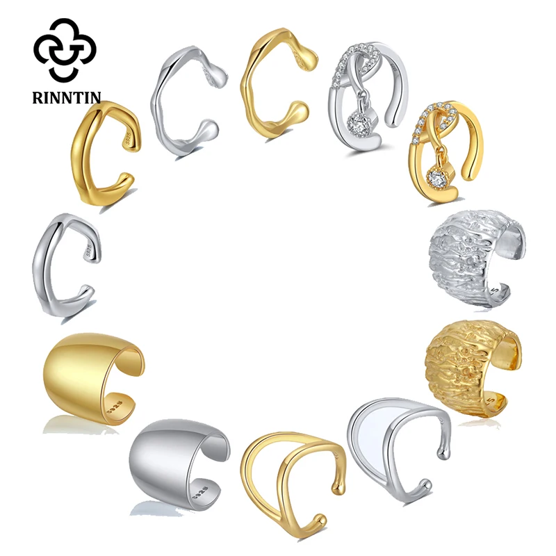 Ear Clip Earrings 1Pcs 925 Sterling Non-Piercing Helix Cartilage Cuff For Women Girls Jewelry CL07-12