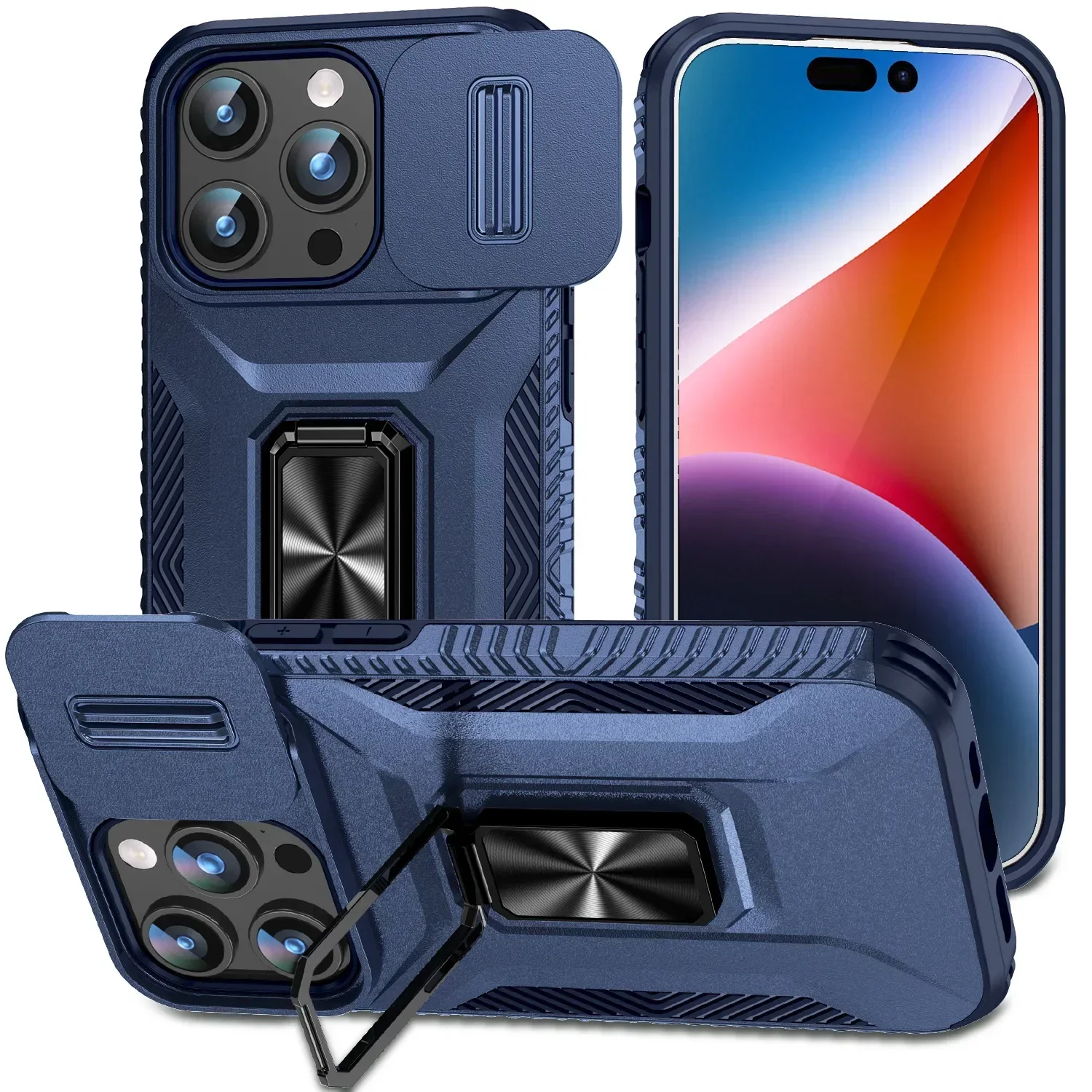 Military Grade Magnetic Shockproof Armor Phone Case with Slide Camera Cover