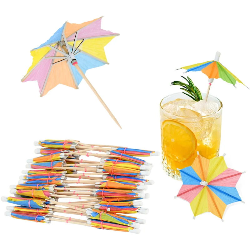 30/50 Stück Regenschirm-Cocktail-Picks für hawaiianische Sommer-Tropen-Geburtstagsfeier-Dekoration, Cupcake-Topper, Lebensmittel-Obst-Picks, Hochzeit – Detail 10