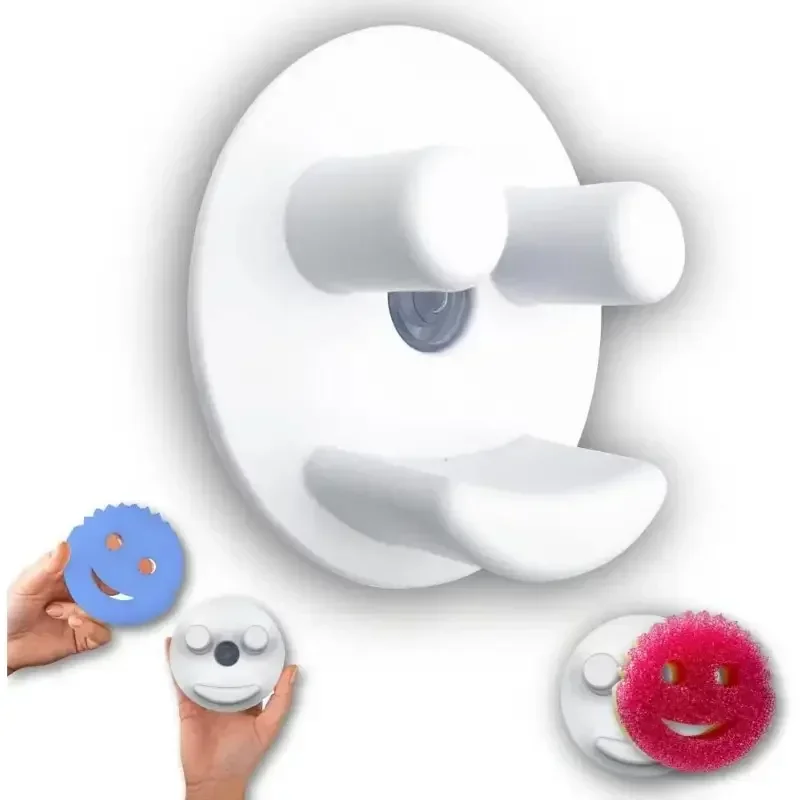 Suction Cup Smiley Sponge Holder Kitchen Sponge Holding Bracket Organizer Suction Cup Sink Kitchen Organizer 1pcs