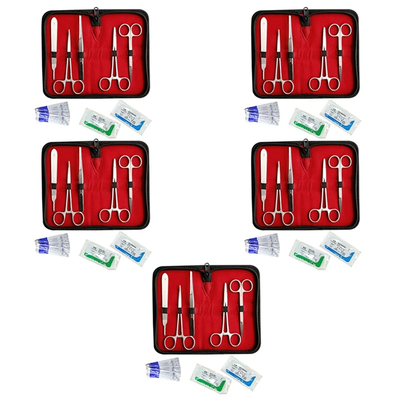 

5X Suture Kit,Training Instruments With Scalpel Blades For Veterinarian,Biology And Dissection Lab Students