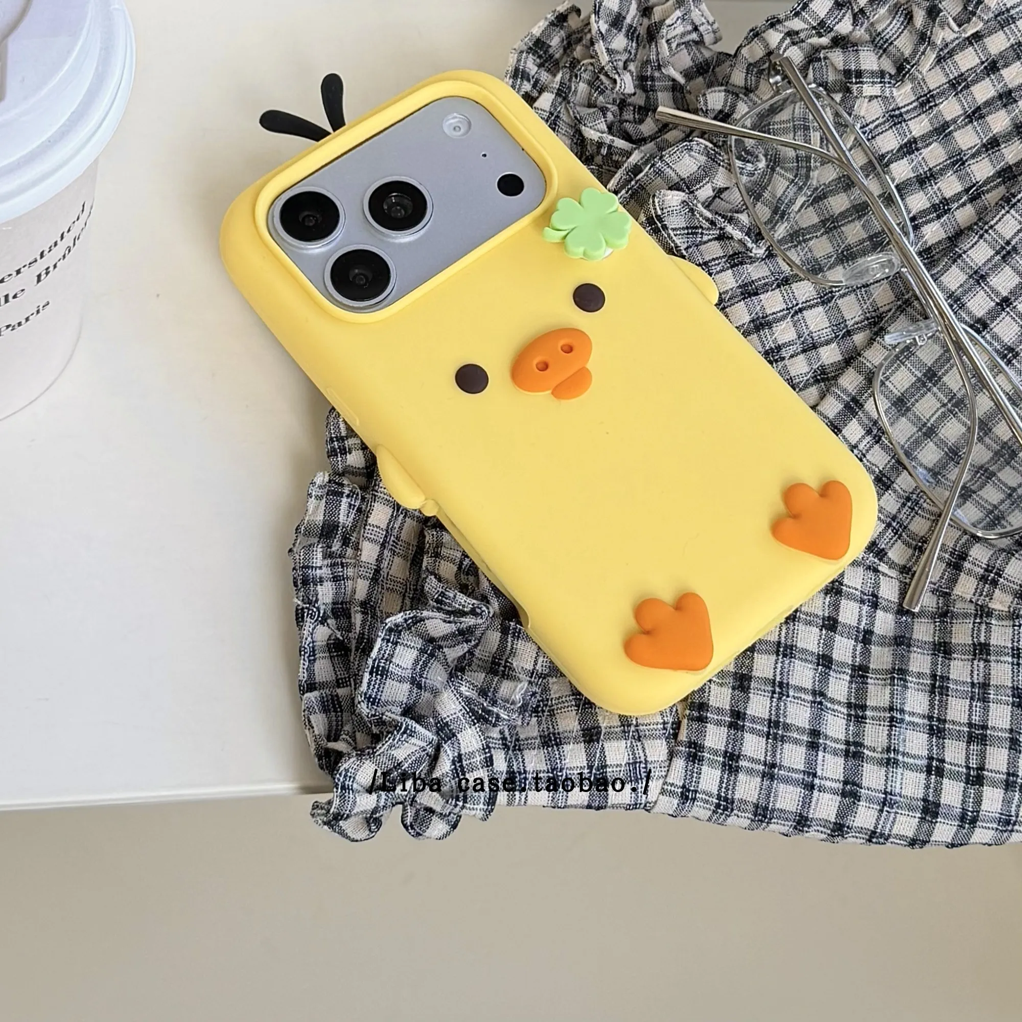 Kawaii 3D Yellow Duck Silicone Soft Cover Phone Case