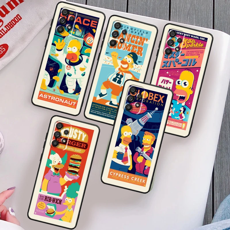 

Anime The Simpsons Cute Phone Case For Samsung Note 20 10 Ultra Plus A31 A8 A14 j6 A12 A5 A70 A7 A34 A20 A04 A24 5G Black
