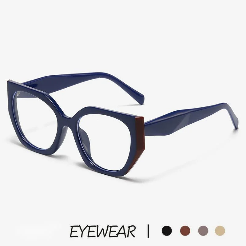 New Splicing Color Contrast European and American Personalized Cat Eye Flat Mirror Anti Blue Light Net Red Eye Frame Trendy Decorative Mirror Frame_voghion.com