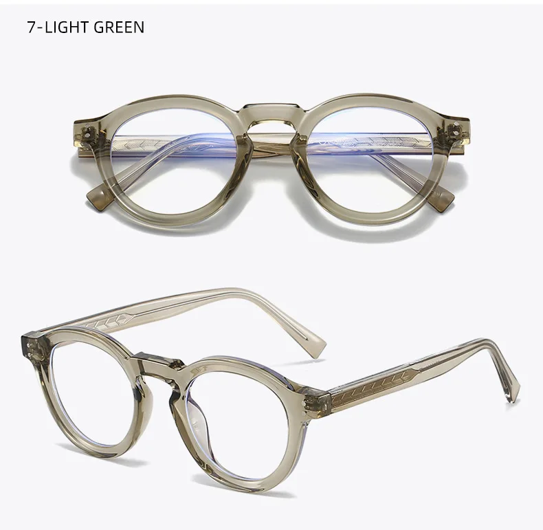Retro Mode Runde Brille Rahmen Männer TR90 Metall Kern Ins Cool Anti Blau Licht Optische Gläser Farbe Patchwork Brillen – Detail 15
