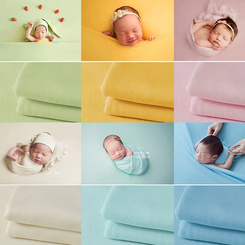 2pcs Newborn Photography Props Blanket & Wrap Backdrop Stretchable Fabrics Shoot Studio Accessories 150*170cm