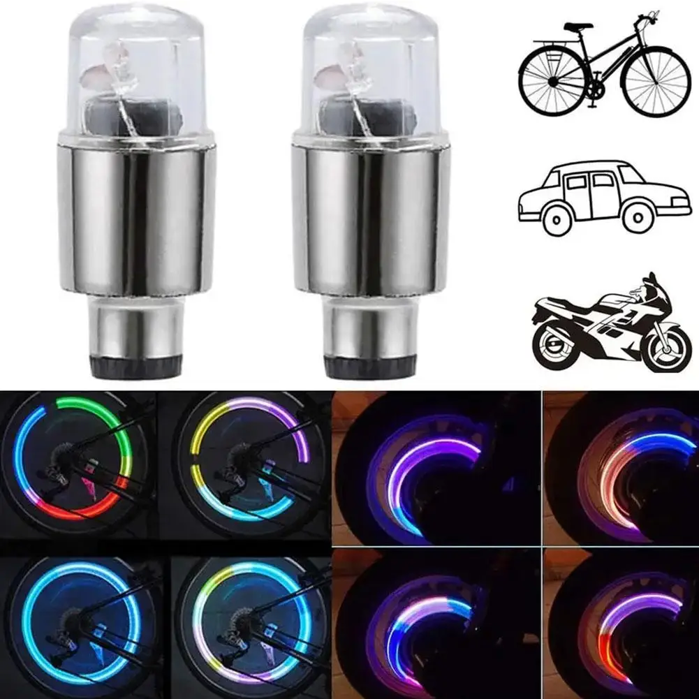 

2pcs Wheel Lights Cap Car Auto Wheel Tire Tyre Air Valve Stem LED Light Cap Cover Accessories For Bike Car Motorcycle