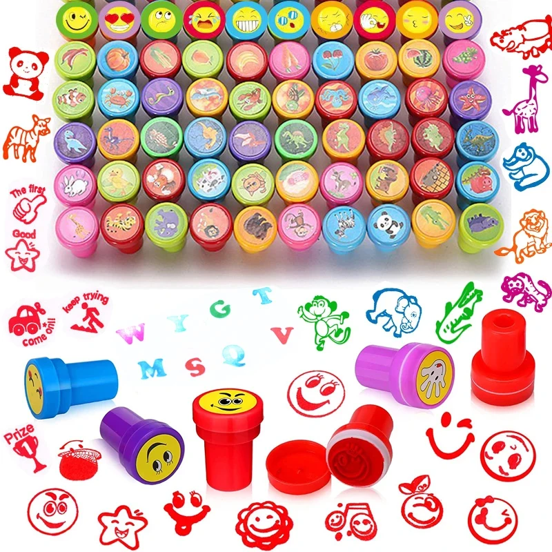 Cute Cartoon Children's Stamps 10PCS Teacher Kindergarten Reward Stamps Children's Early Education Toys and Gifts