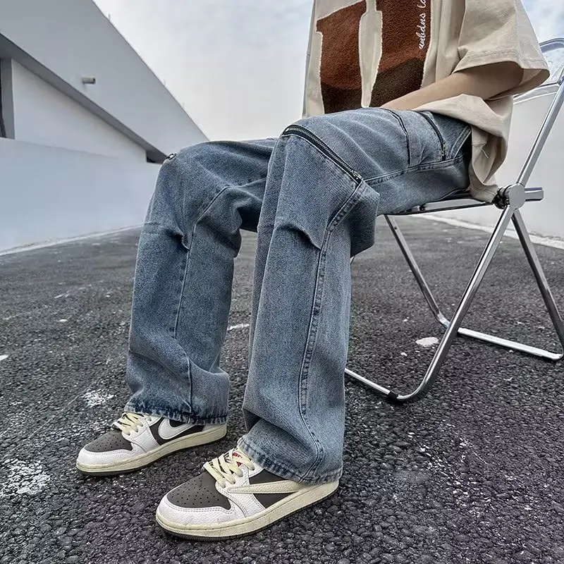 Jeans Strappati Estivi Uomo – Pantaloni Cargo Larghi Con Vita Elastica, Stile Hip-Hop E Denim Alla Moda