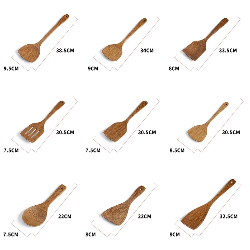 Kitchen Utensils Non-stick Wooden Spatula with Long-handled for Pan Cooking Bakery Utensils Dinner Food Wok Shovels Turner Japanese Kitchen Tools