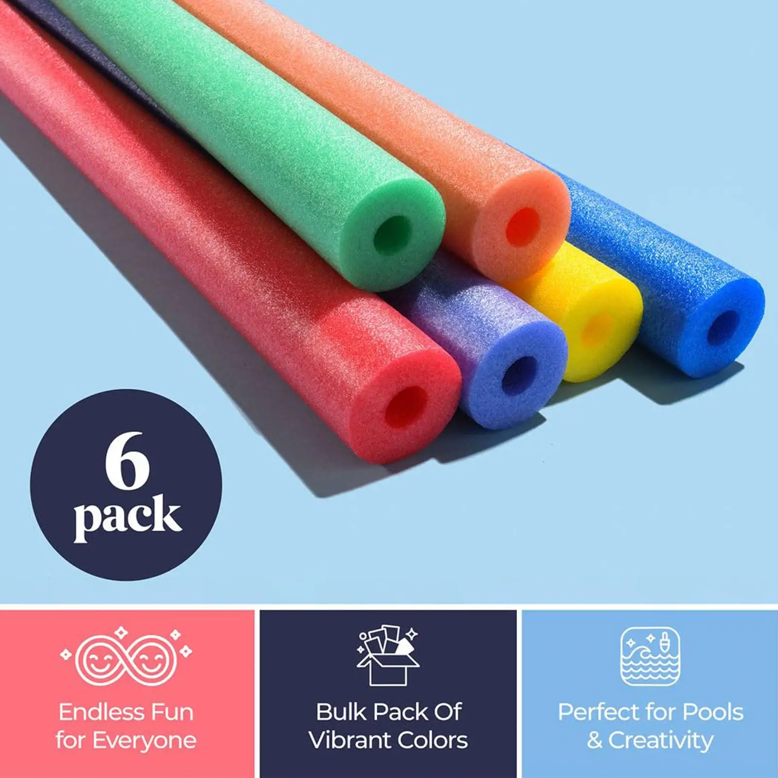 Pool-Schaumstoffstäbe in 6 Farben, Schwimmtrainingsausrüstung, Mehrzweck-Sporthilfsmittel, weiche Schwimmstäbe für Wassersportpartys – Detail 3