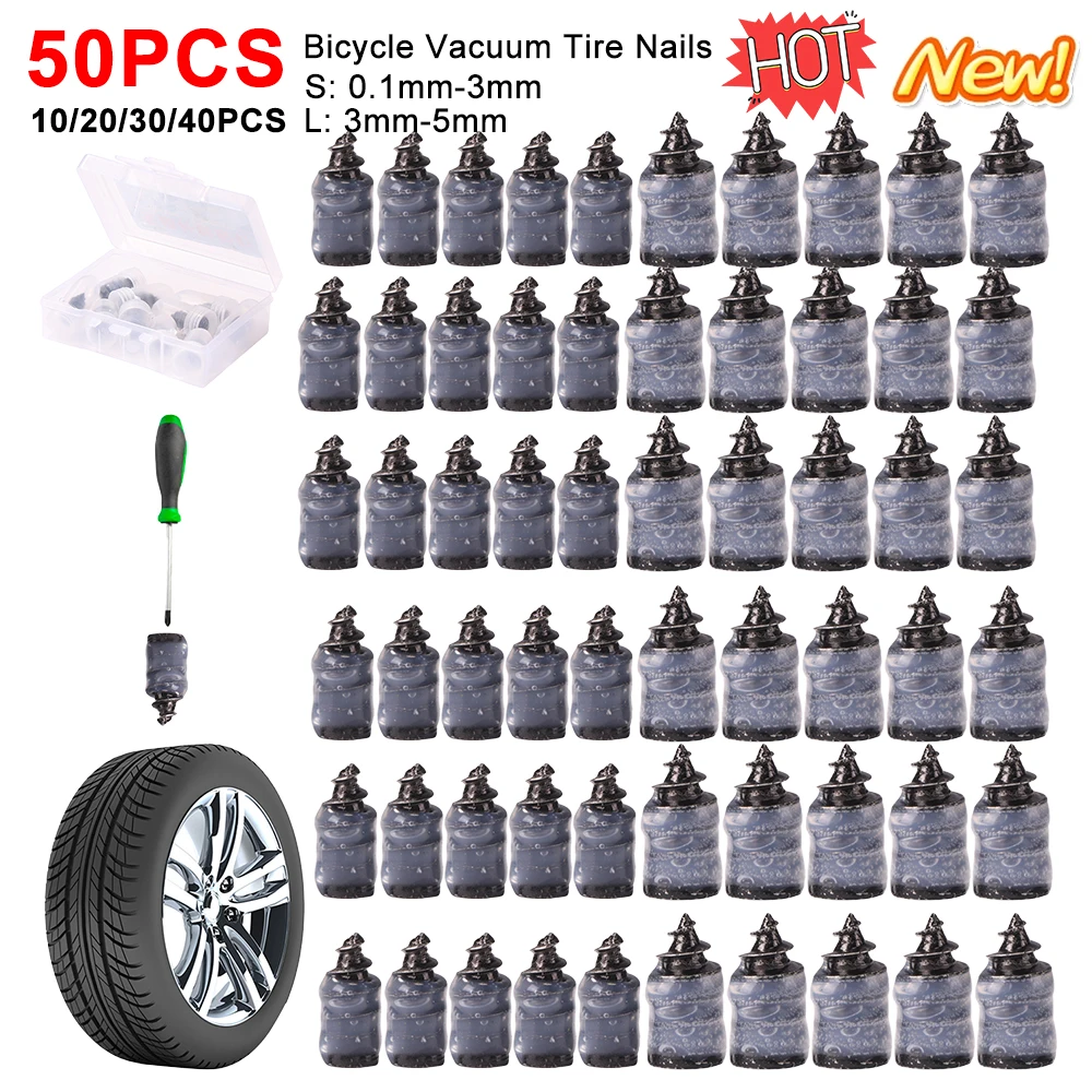 자동차 및 오토바이용 타이어 분해 도구 세트, 타이어 교체를 위한 레버 및 렌치 포함, 자동차 및 오토바이 타이어 수리에 적합, 1개 포함 10 자동차 트럭용 자전거 진공 타이어 수리 못, 오토바이 스쿠터 자전거 타이어 펑크 수리 튜브리스 고무 못, 10 개