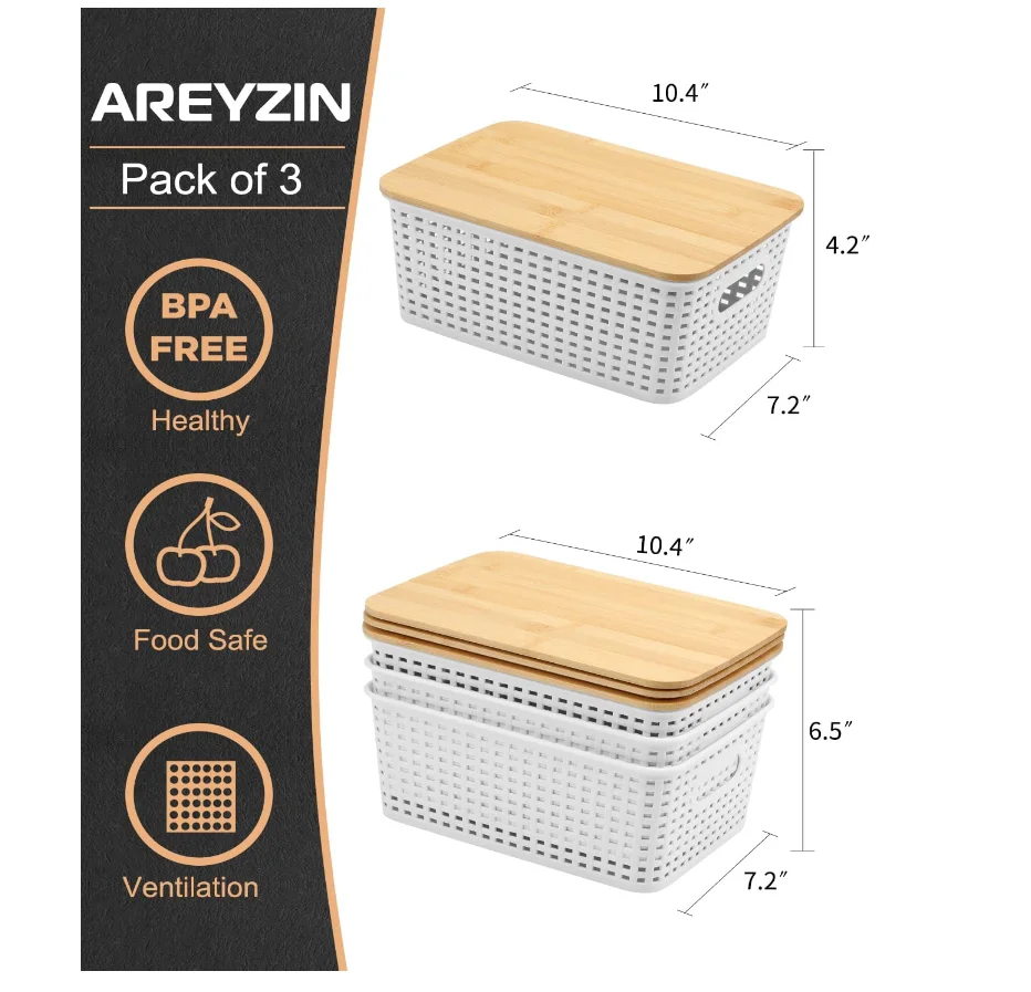  EOENVIVS Storage Bins with Lids Plastic Storage