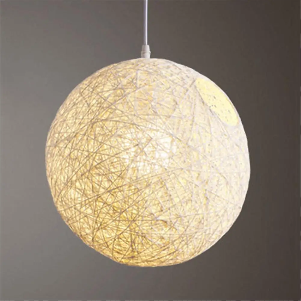 Abat-jour Rond en Rotin Tissé à la Main, Couverture de Lumière Suspendue Moderne, pour Bureau, Chambre à Coucher, Salon, Pépinière, Dortoir, Décoration de Maison