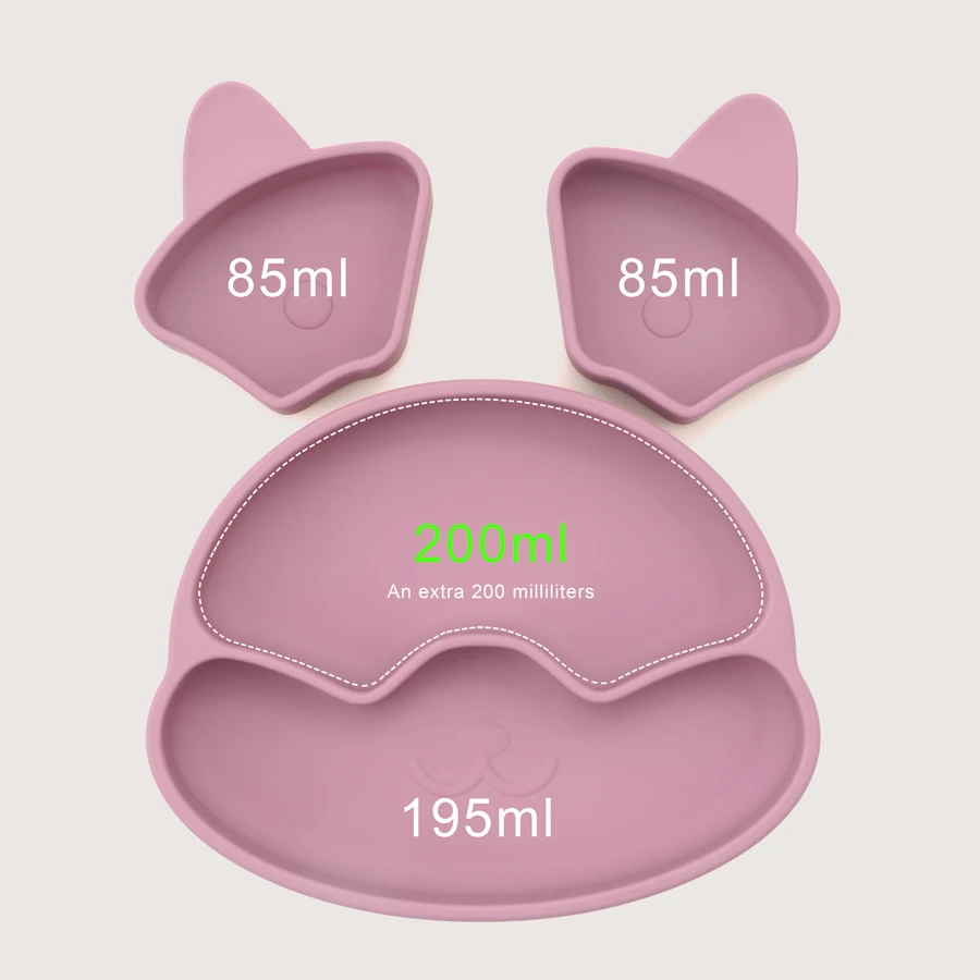New BPA Free Baby Sucker Silicone Dining Plate Cartoon Children Dishes Plate Toddle Training Tableware Kids Feeding Bowls 5