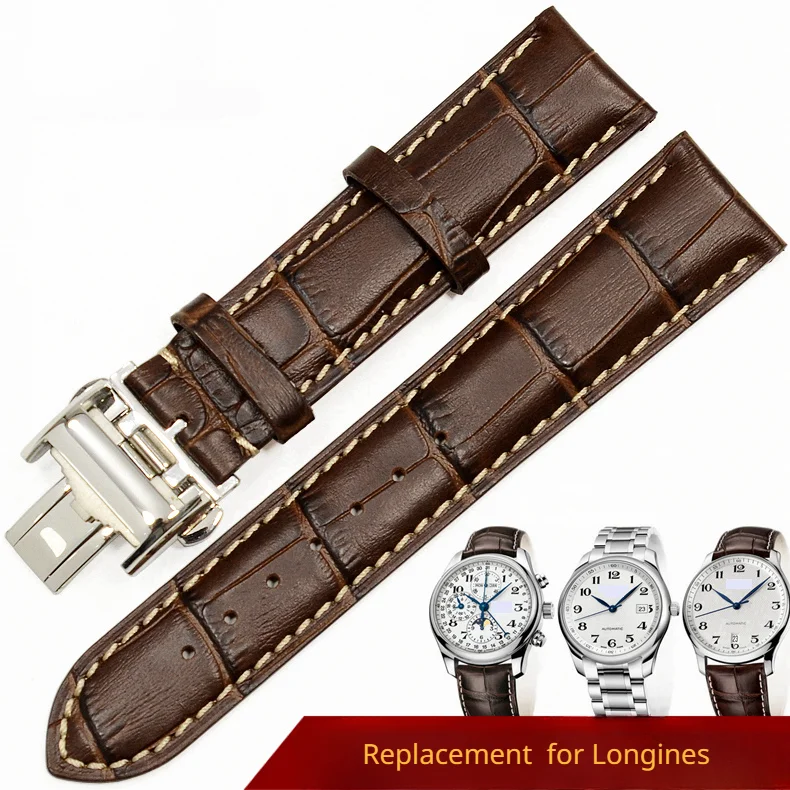 Cinturino In Pelle Cinturino Con Fibbia A Farfalla Per Cinturino Longines Famoso Artigiano Bandiera Militare 19 20Mm Accessori Per Orologi Modelli Da 