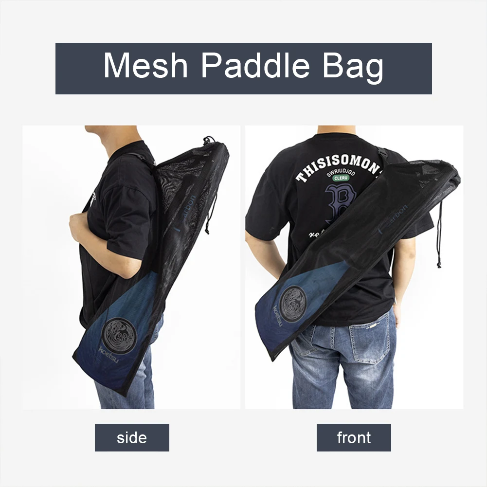 Mesh Canoe Paddle Bag with Adjustable Strap Kayaking Paddle Transportation and Storage Bag Drawstring Portable Storage Bag