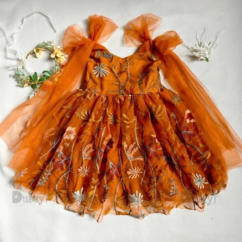 Baby Floral Bow Sleeveless Summer Dress - Embroidered Ballerina Tutu Outfit