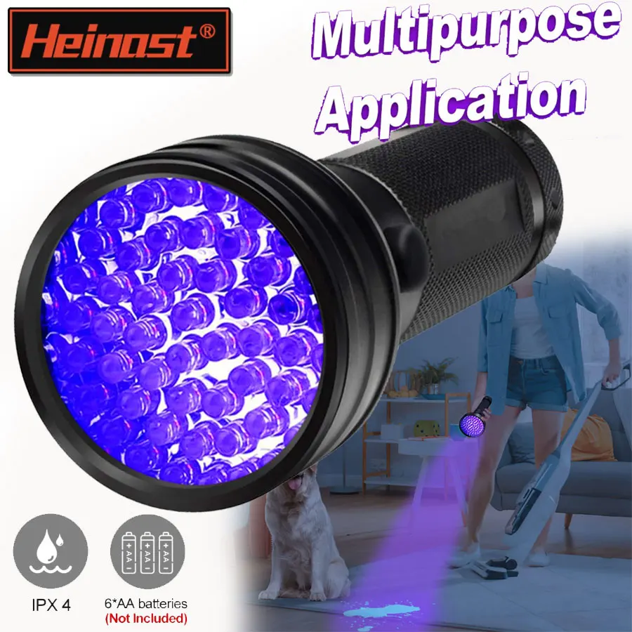 ไฟฉายแบล็คไลท์แบบพกพา แสงยูวี ไฟฉายอัลตราไวโอเลต ตรวจจับคราบปัสสาวะสัตว์เลี้ยง คราบสัตว์ และแมลงในเตียง 1