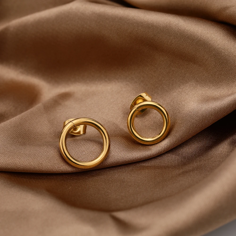 10 Stück runde Kreis-Creolen-Ohrstecker aus Edelstahl, Basisstifte mit Ohrring-Stecker für Schmuckherstellung, 12 mm, 14 mm – Detail 1