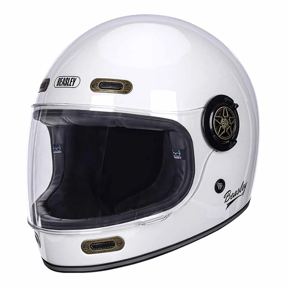 

Ivory White Wear-Resistant Motorcycle Accessories Breathable Protection Vintage Full Face Racing Helmet Anti-Fall Motocross Kask