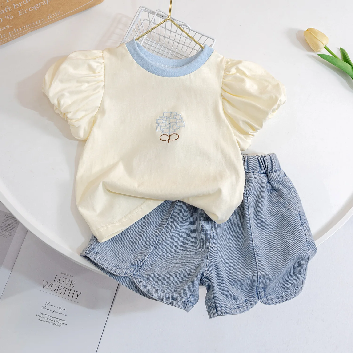 Girls Clothing Sets Baby Kids Clothes Suit Children Short Sleeve Striped T-Shirt +Pants main image 1