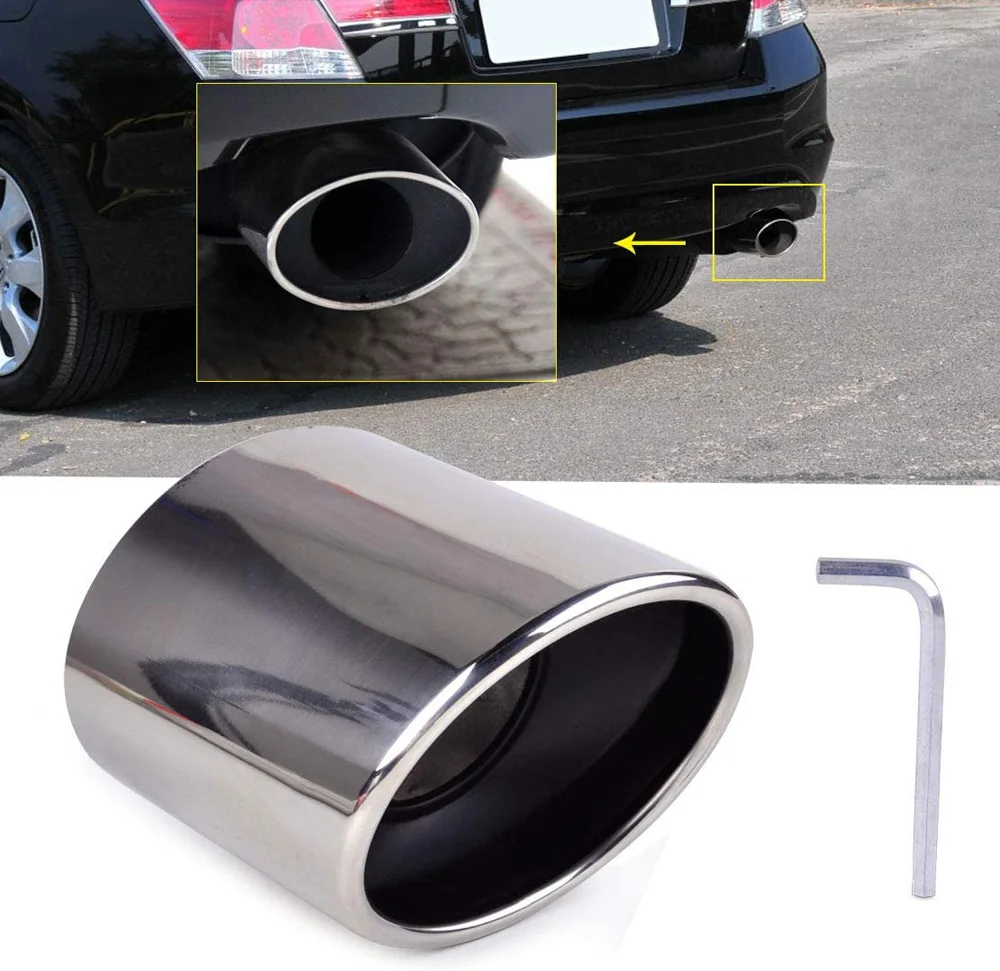 thumbnail image 2 of Stainless Steel Tail Pipe For Honda Accord Stainless Steel Exhaust Tip For Honda Accord 2008-2012 - Chrome Tailpipe Muffler Tip 4.1" Length Honda Accord Exhaust Tip 2008-2012 2 of 9