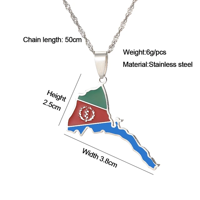 SONYA Eritrea Map Flag Pendant Thin Necklaces for Women Girls Gold Color  African Map of Eritrean stainless steel Jewelry 5