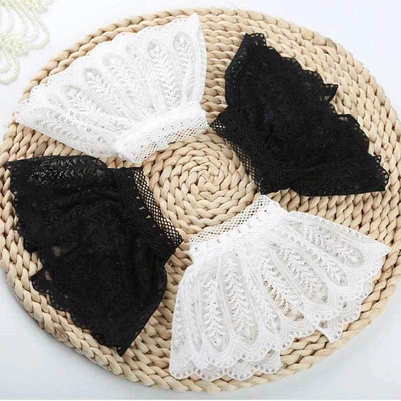 LadyDetachableSleevesCuffsSleeveFakeCuffsWomenLaceThinPleated