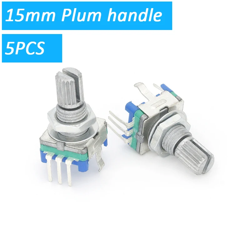 5PCS/LOT 20 Position 360 Degree Rotary Encoder EC11 w Push Button 5Pin Handle Long 15/20MM With A Built In Push Button Switch light timer switch Wall Switches