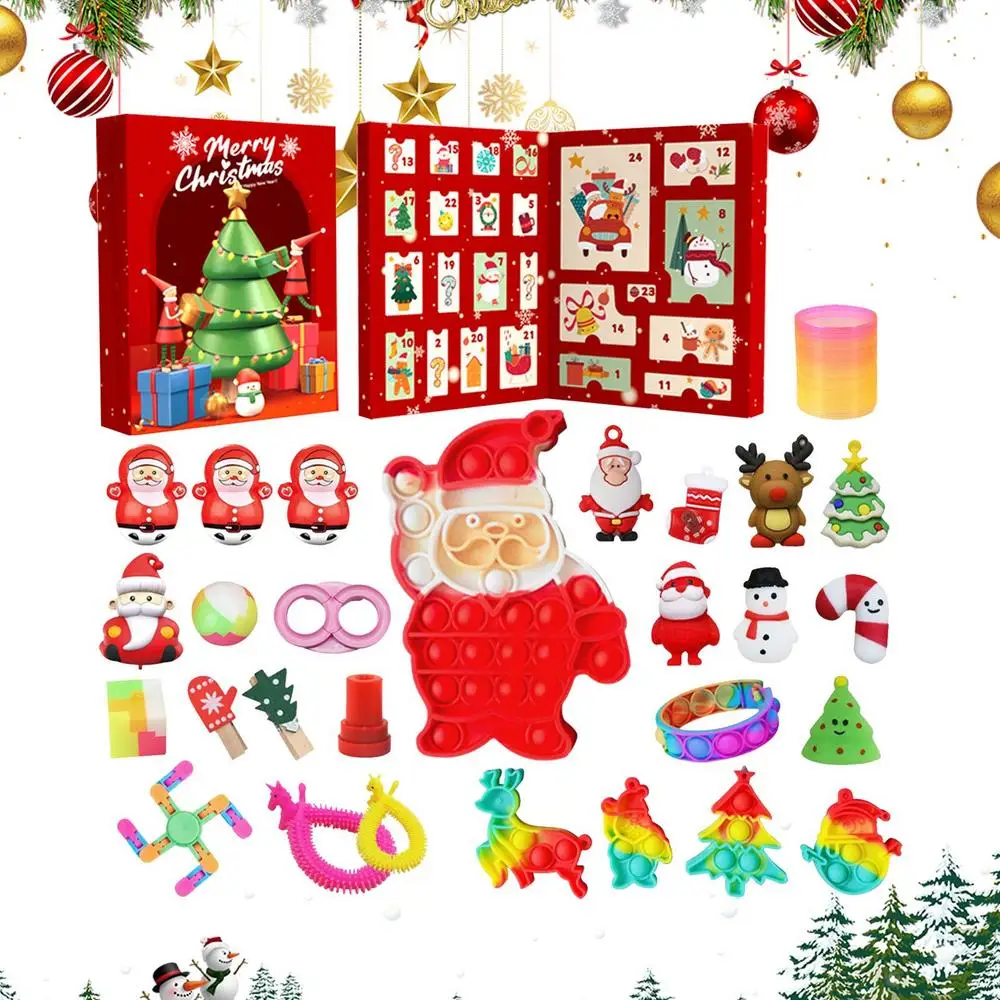 Christmas Advent Calendars Anti Stress Squeeze Toys 2024 Christmas Countdown Calendar Collectible Figurines Kids Xmas Gift Box