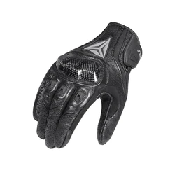 Men's Leather Motorcycle Racing Gloves - Summer Breathable Protective Gear - M (Black)