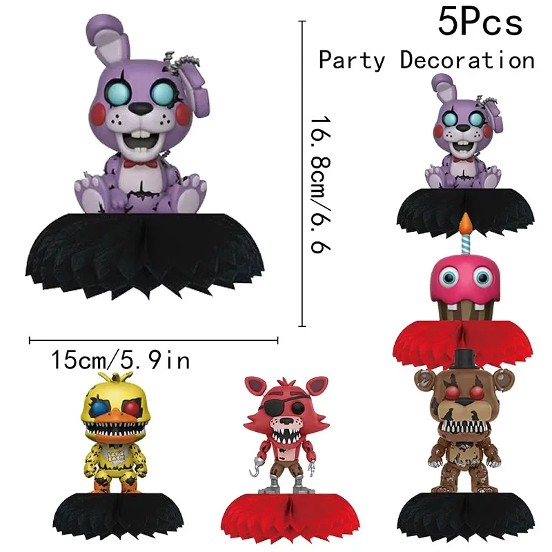 Horror Game-Inspired Birthday Party Honeycomb Table Centerpieces - 5pcs Set