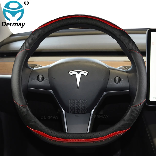 Housse de volant de Sport en cuir respirant et antidérapant pour Tesla  Model 3, accessoire de style de voiture - AliExpress