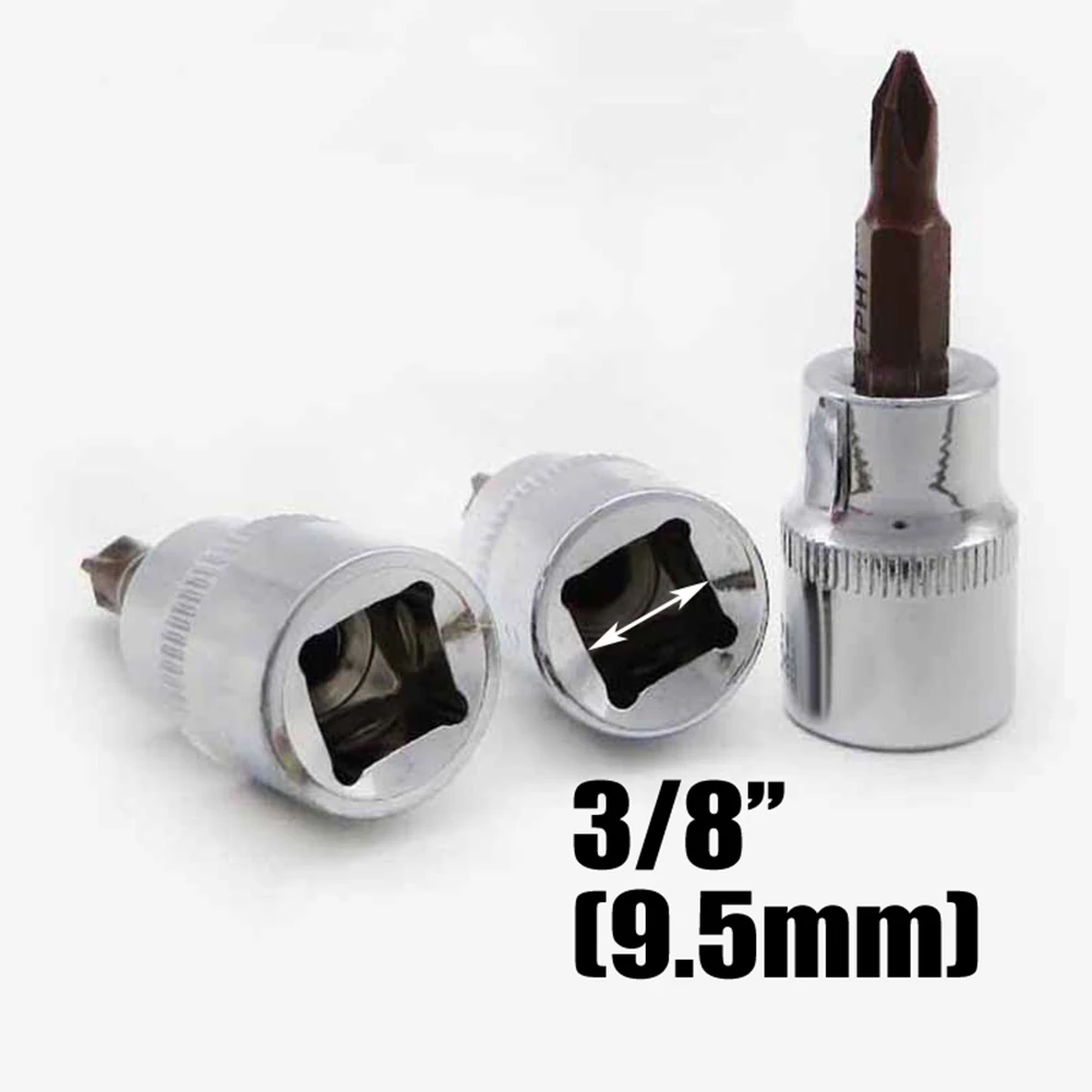 

3/8Inch Square Drive Socket Wrench Cross Screwdriver Bits PH1 PH2 PH3 Ratchet Wrench Socket Adapter Screw Driver Hand Tool Parts