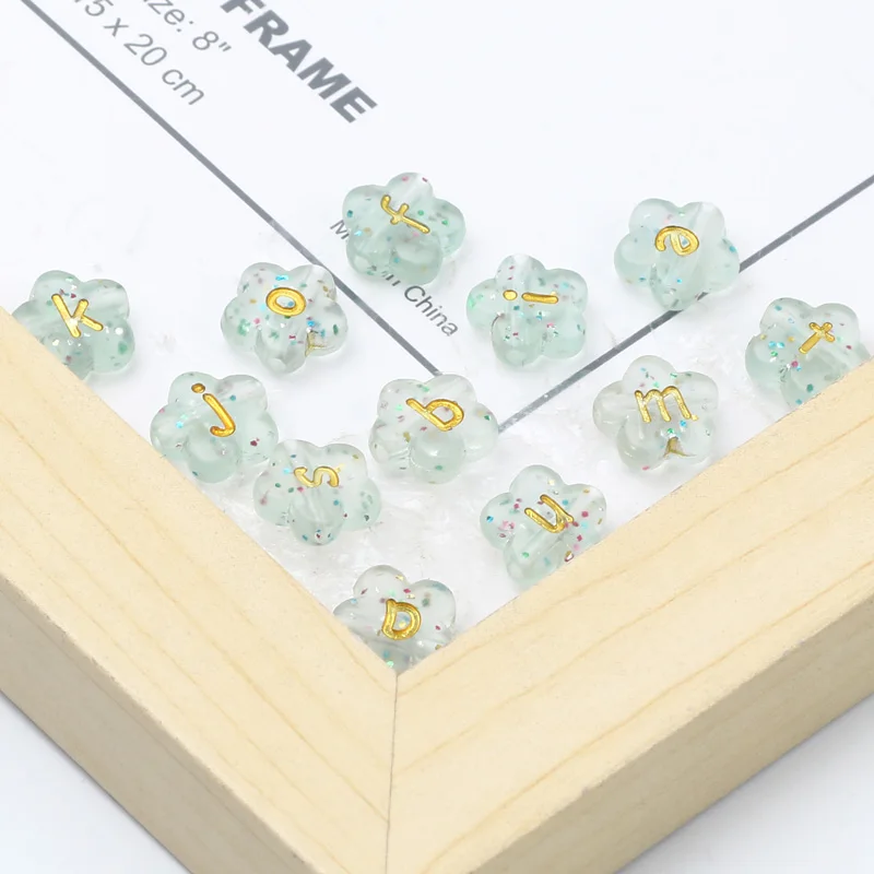 50pcs 11mm 혼합 문자 아크릴 비즈 별이 빛나는 하늘 꽃 비즈 의류 장식 바느질 공예 Diy 쥬얼리 액세서리