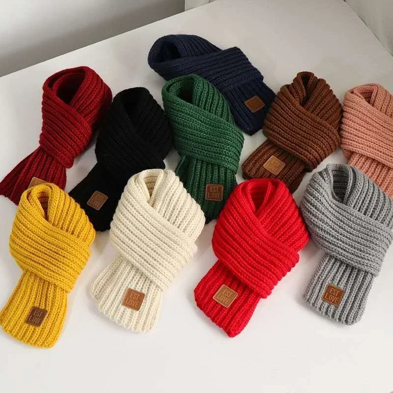Knitted Scarf Kid Scarf Thickening Baby Winter Warm Windproof Scarf Women Knit Shawl Children Neck Collar Keep Warm Accessories knitted scarf
