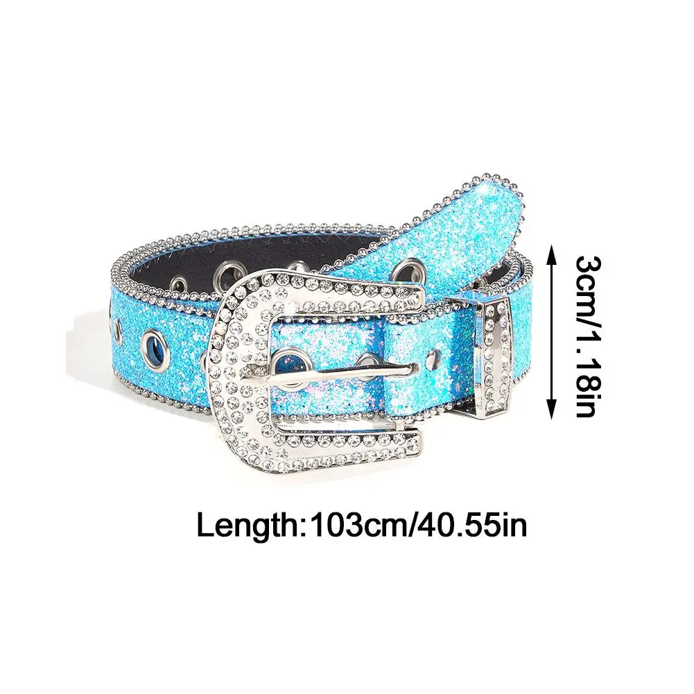 Glänzender Strassgürtel für Damen und Mädchen, Vintage-Cowgirl-Gürtel mit glitzernden Pailletten-Diamant-Western-Cowboy-Gürteln für Jeans und Rock – Detail 18