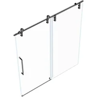Shower Door 60" W x 76" H Frameless Sliding Shower Door,Frameless Shower Door with Sealing Strip and Waterproof Handle 2